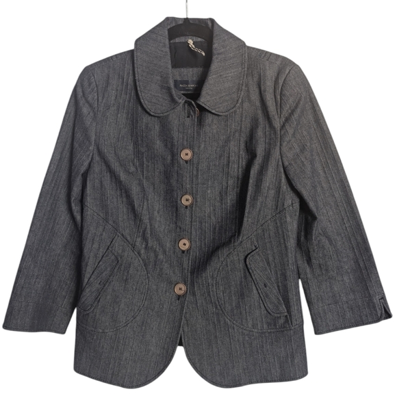 Piazza Sempione Cotton and Silk Luxury Denim Blazer Medium - Picture 4 of 11